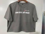 Load image into Gallery viewer, LOOK CUTE, LIFT HEAVY Women’s Cropped T-Shirt
